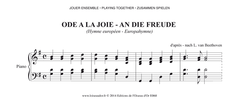 Beethoven L Van Ode A La Joie Piano Editions De L Oiseau D Or
